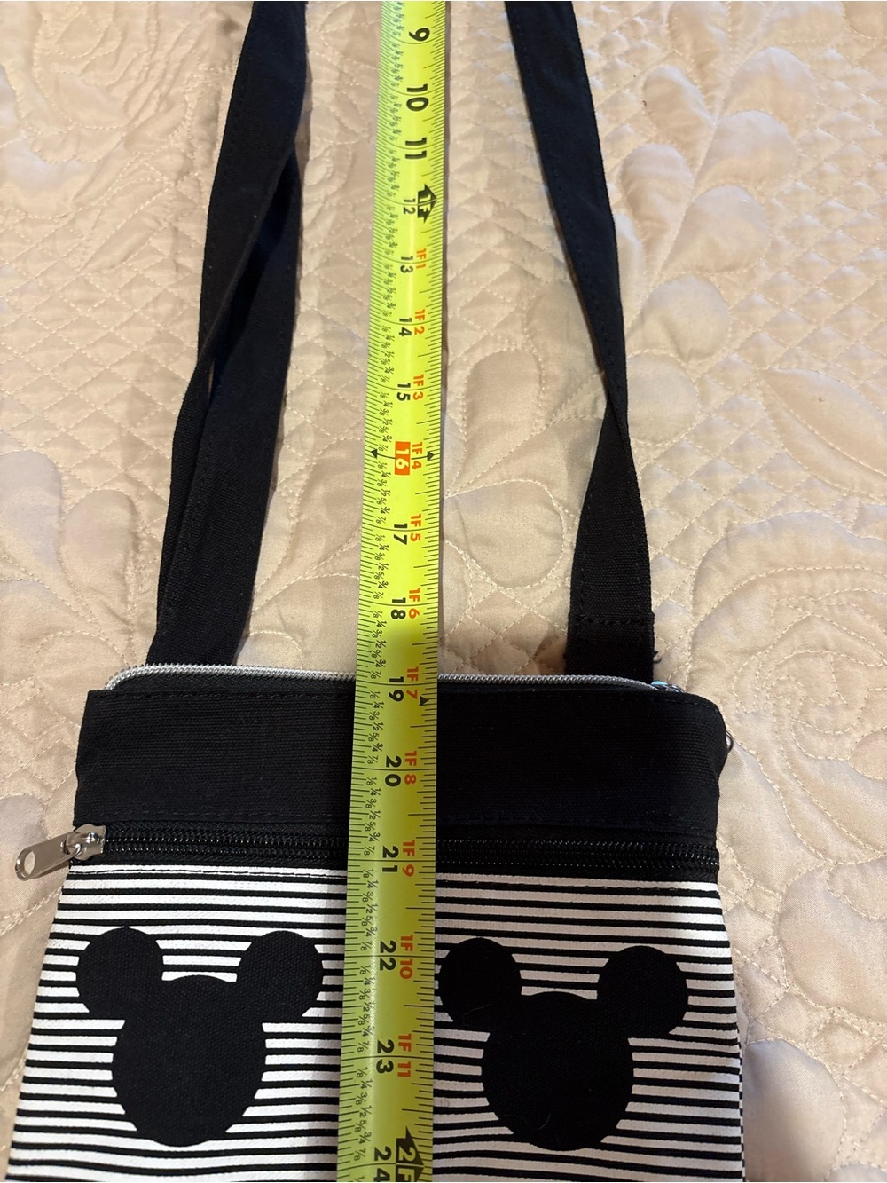 Authentic Disney Parks Mickey Mouse Black & White Striped Crossbody Bag - Picture 13 of 15